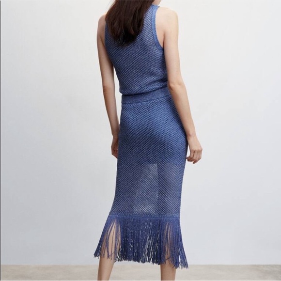 Mango NWT Metallic Blue Co-Ord Knit Set - Picture 2 of 6